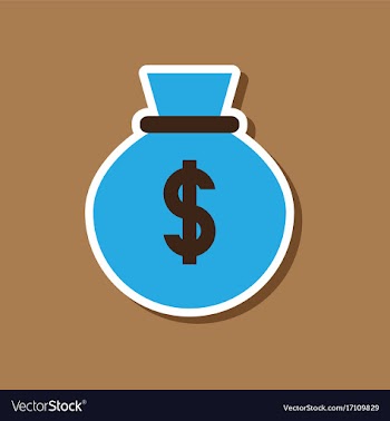 Paper sticker on stylish background money bag vector image