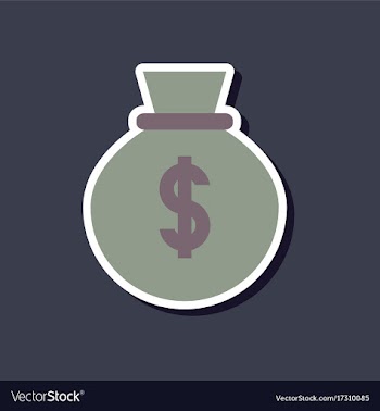 Paper sticker on stylish background money bag vector image