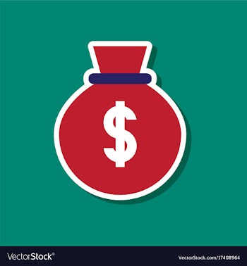 Paper sticker on stylish background money bag vector image