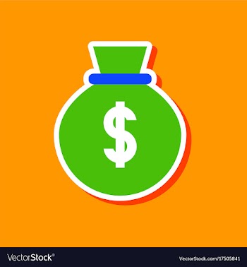 Paper sticker on stylish background money bag vector image