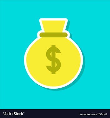 Paper sticker on stylish background money bag vector image