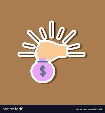 Paper sticker on stylish background money bag vector image