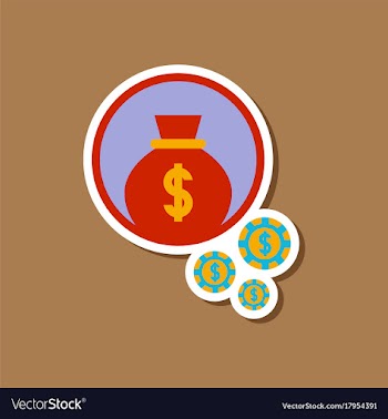 Paper sticker on stylish background money bag vector image