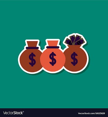 Paper sticker on stylish background money bag vector image