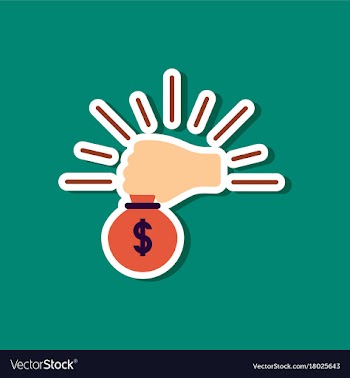 Paper sticker on stylish background money bag vector image