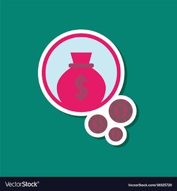 Paper sticker on stylish background money bag vector image