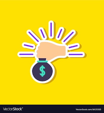 Paper sticker on stylish background money bag vector image