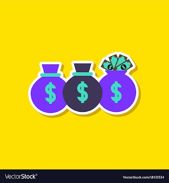 Paper sticker on stylish background money bag vector image