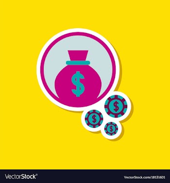 Paper sticker on stylish background money bag vector image