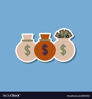 Paper sticker on stylish background money bag vector image
