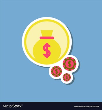 Paper sticker on stylish background money bag vector image