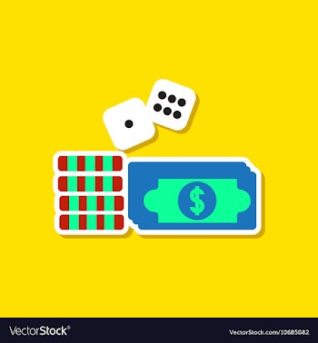 Paper sticker on stylish background Money dice vector image