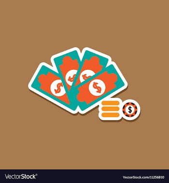 Paper sticker on stylish background Money dice vector image