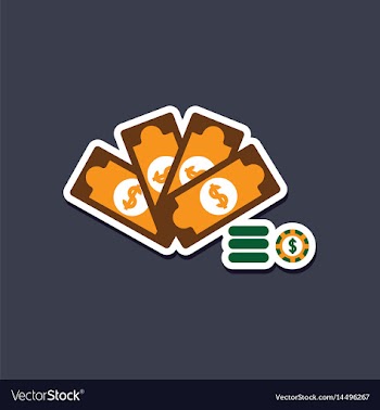 Paper sticker on stylish background money dice vector image
