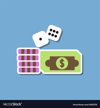 Paper sticker on stylish background money dice vector image