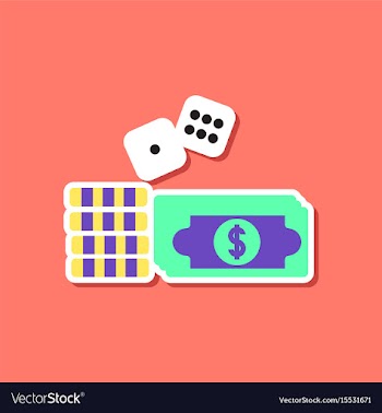 Paper sticker on stylish background money dice vector image