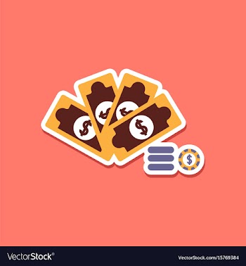 Paper sticker on stylish background money dice vector image