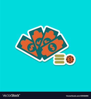 Paper sticker on stylish background money dice vector image