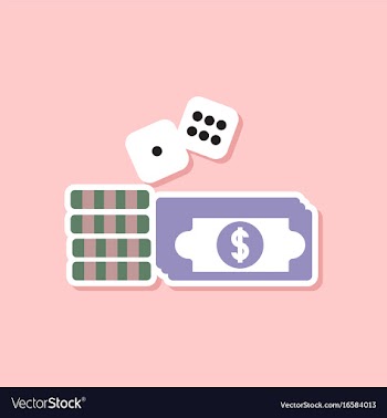 Paper sticker on stylish background money dice vector image
