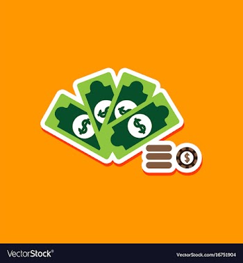 Paper sticker on stylish background money dice vector image