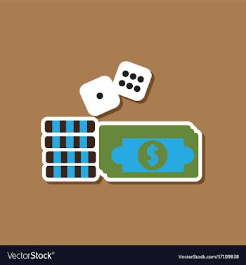 Paper sticker on stylish background money dice vector image