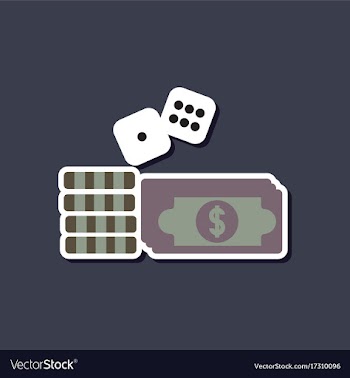 Paper sticker on stylish background money dice vector image