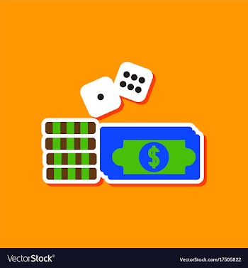 Paper sticker on stylish background money dice vector image