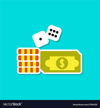Paper sticker on stylish background money dice vector image