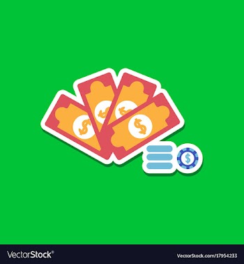 Paper sticker on stylish background money dice vector image