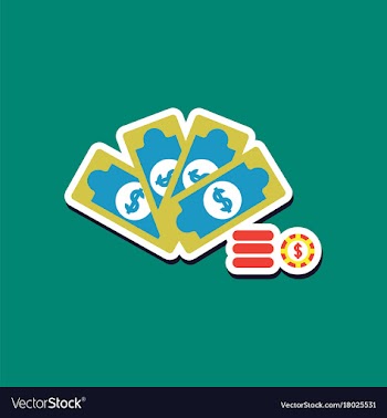 Paper sticker on stylish background money dice vector image