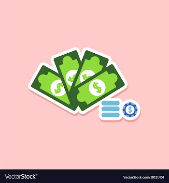 Paper sticker on stylish background money dice vector image