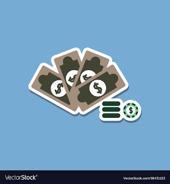 Paper sticker on stylish background money dice vector image