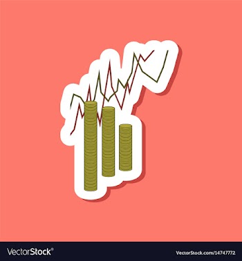 Paper sticker on stylish background money graph vector image