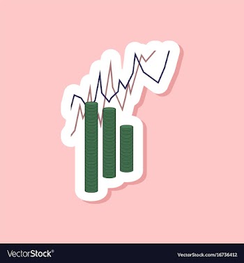 Paper sticker on stylish background money graph vector image