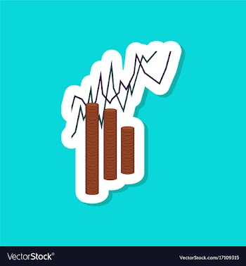 Paper sticker on stylish background money graph vector image
