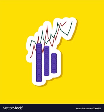 Paper sticker on stylish background money graph vector image