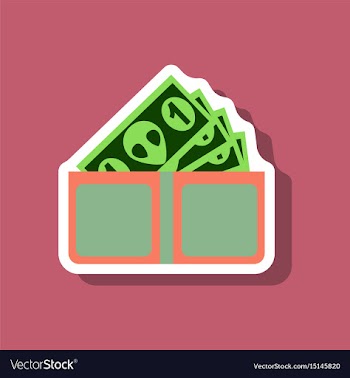Paper sticker on stylish background money in a vector image