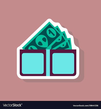 Paper sticker on stylish background money in a vector image