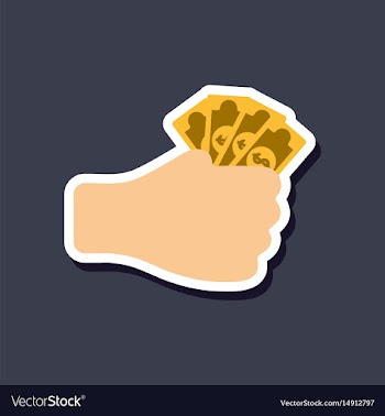 Paper sticker on stylish background money in hand vector image