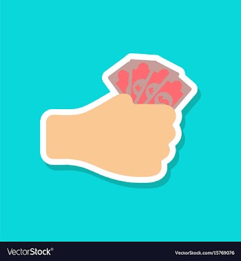 Paper sticker on stylish background money in hand vector image