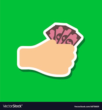 Paper sticker on stylish background money in hand vector image
