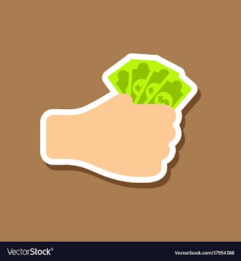 Paper sticker on stylish background money in hand vector image
