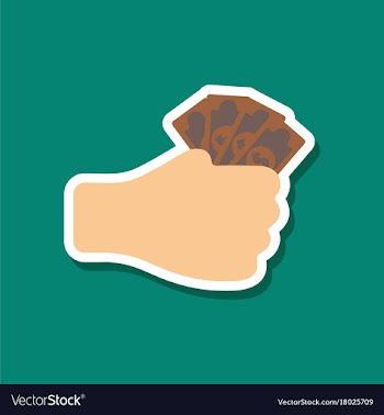 Paper sticker on stylish background money in hand vector image