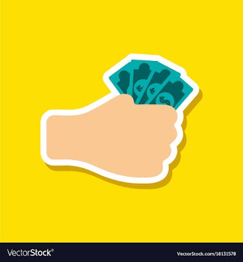 Paper sticker on stylish background money in hand vector image