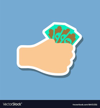 Paper sticker on stylish background money in hand vector image