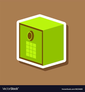 Paper sticker on stylish background money safe vector image