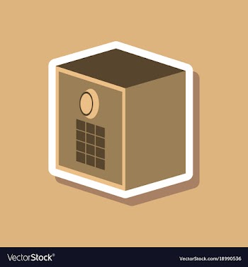 Paper sticker on stylish background money safe vector image
