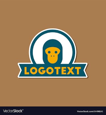 Paper sticker on stylish background monkey logo vector image