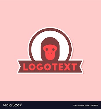 Paper sticker on stylish background monkey logo vector image