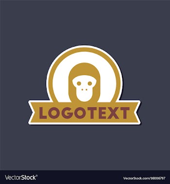 Paper sticker on stylish background monkey logo vector image